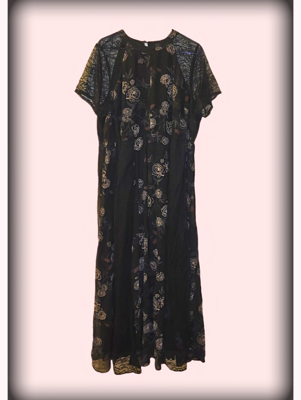 torrid Black Maxi Dress with Metallic Floral Lace